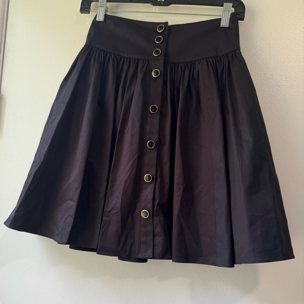 Reiss Black A-Line Skirt with Button Detail